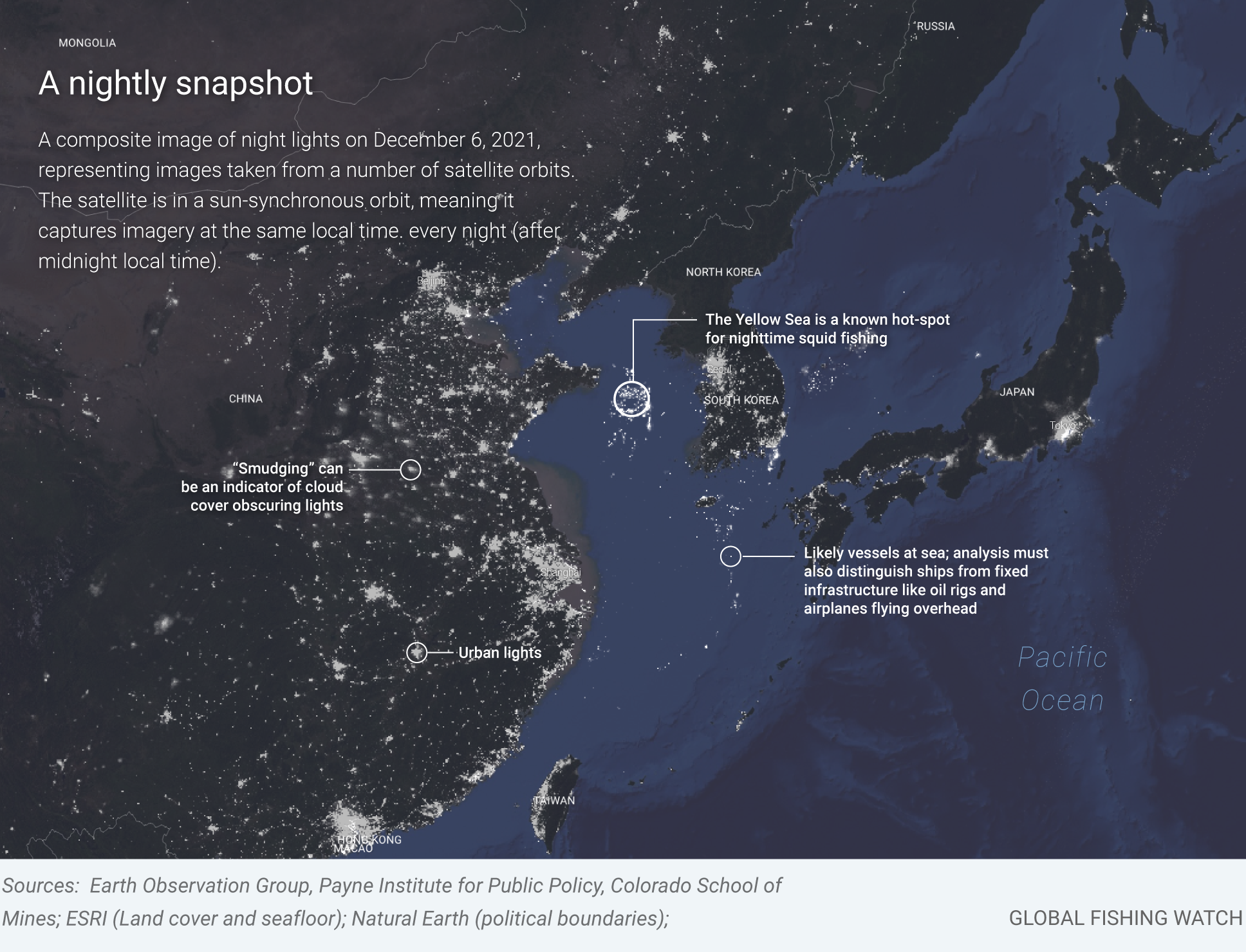 nasa map of korea night lights