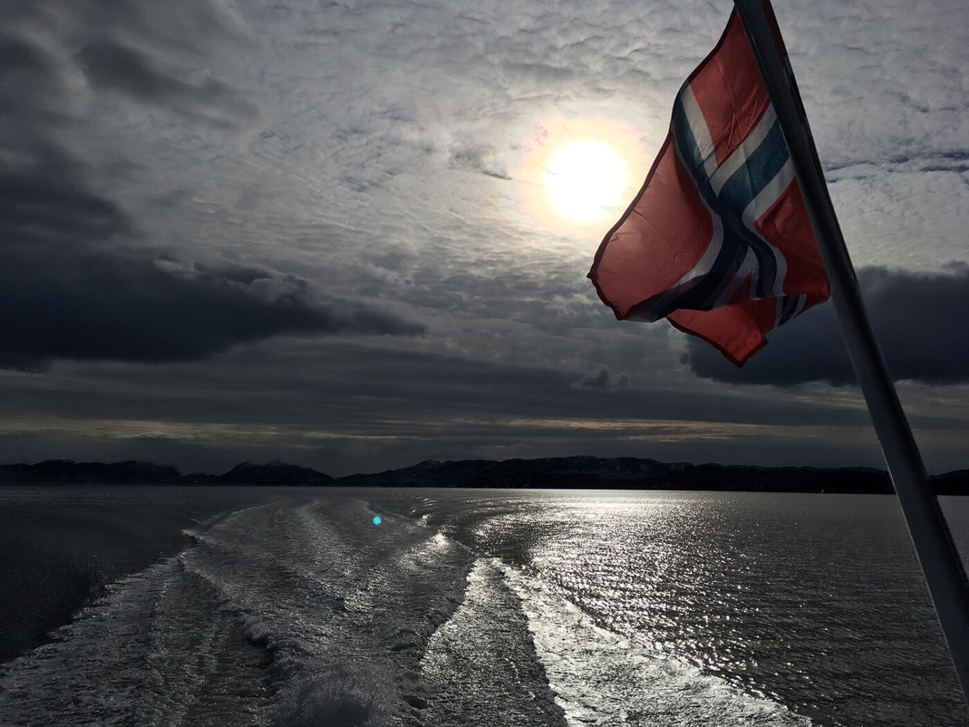 Norway flag on boat